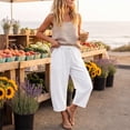 thumbnail image 5 of Petite Capri Pants Womens Wide Leg Palazzo 2026 Summer Casual Pull on High Waisted Barrel Lounge Flowy Cropped Beach Work Trousers Gray 2XL, 5 of 7