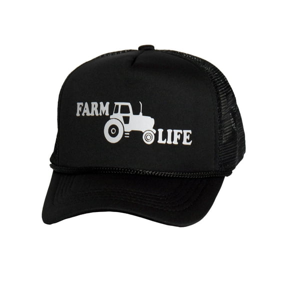 Top Headwear Men's Farm Life Trucker Hat - Snapback Tractor Cap Black
