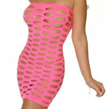 

Women Dresses Sexy Silk Stockings Fishnet Mini Dress Seductive Lady Lingerie