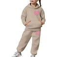 thumbnail image 4 of KKBOTIVE Girls Casual Tracksuit 67 Print Hoodie and Jogger 2 Piece Outfit Set for Kids Fashion Sweatsuit Daily School Clothes ( Khaki Size: 10-11 Years ), 4 of 9