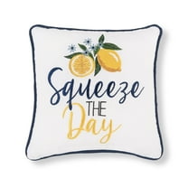 10" x 10" Squeeze The Day Embroidered Small Petite Throw Pillow