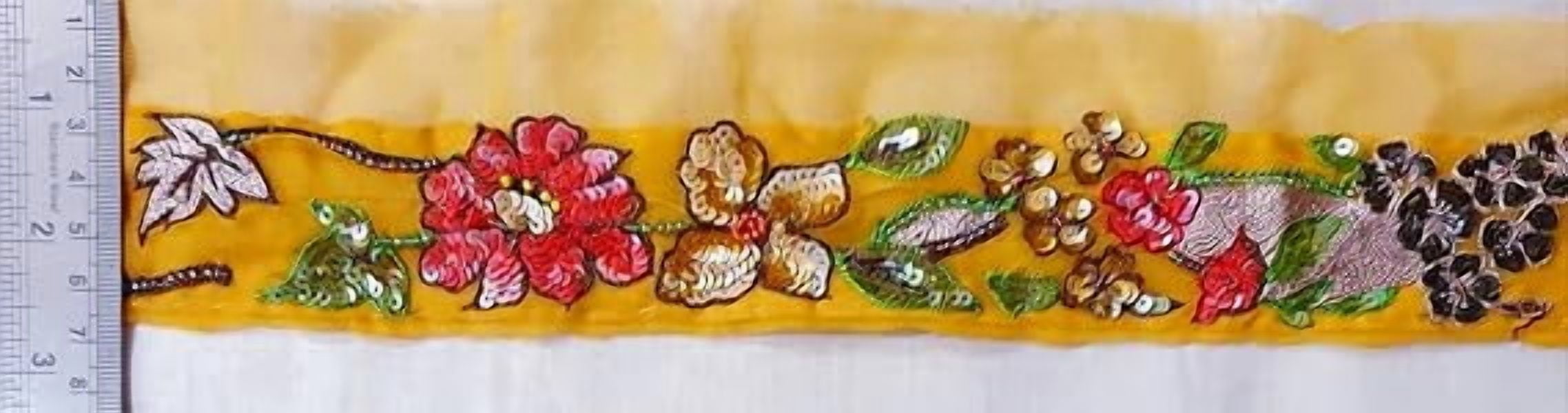 Rare Antique Vintage Sari Border Trim – 1 Yard Lace Ribbon with Glass Beads & Sequins