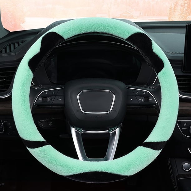 Funda para volante de coche, bonita funda para manillar de coche con pelusa de gato, cálida y de invierno, para hombre y mujer.