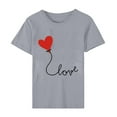 thumbnail image 4 of Meichang Hauts pour Femmes T-Shirts de la Saint-Valentin T-Shirts de Fête à Col Rond T-Shirts à Imprimé Cœur d'Amour T-Shirts à Manches Courtes Jolis Tees Blouses en Liquidation, 4 of 5