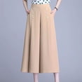 thumbnail image 4 of Summer Savings Clearance Capri Pants, Summer Womens Thin High Waisted Fashionable Buttoned Loose And Wide Leg Pants(Khaki,L), 4 of 5
