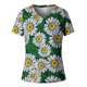 thumbnail image 4 of Camiseta informal para mujer con estampado floral y cuello en V, manga corta, jersey, blusa, tops Fridja  bn6018, 4 of 5