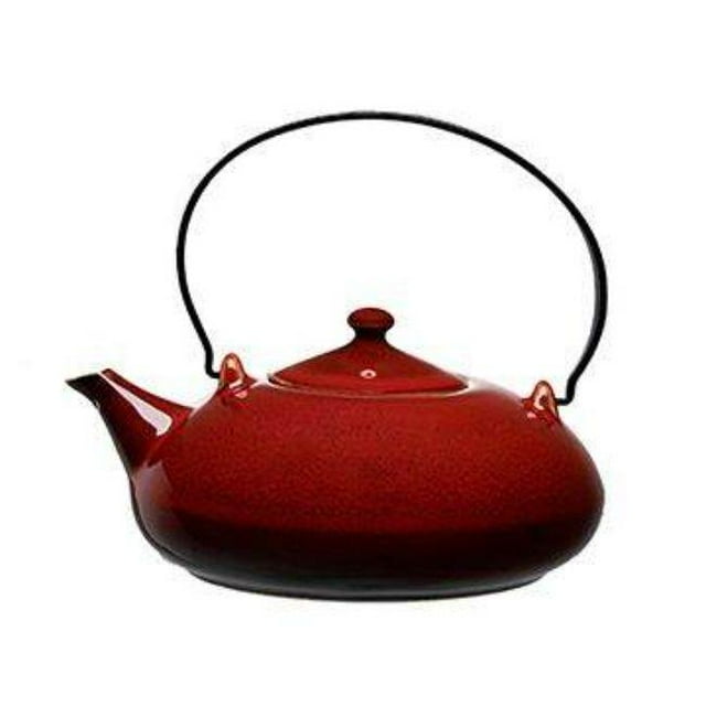 Oneida L6753074861 Théière Rustique en Porcelaine Cramoisi 14 oz avec Poignée en Métal Rouge