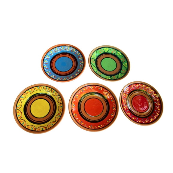 Terracotta Salad Plates, Set of 5 - Hand Painted From Spain