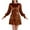 Brown, variant on IWRICH Women's Fall Winter Crushed Velvet Dress Long Sleeve Crew Neck Elastic Smocked A-Line Tiered Ruffle Mini Dress Red XL