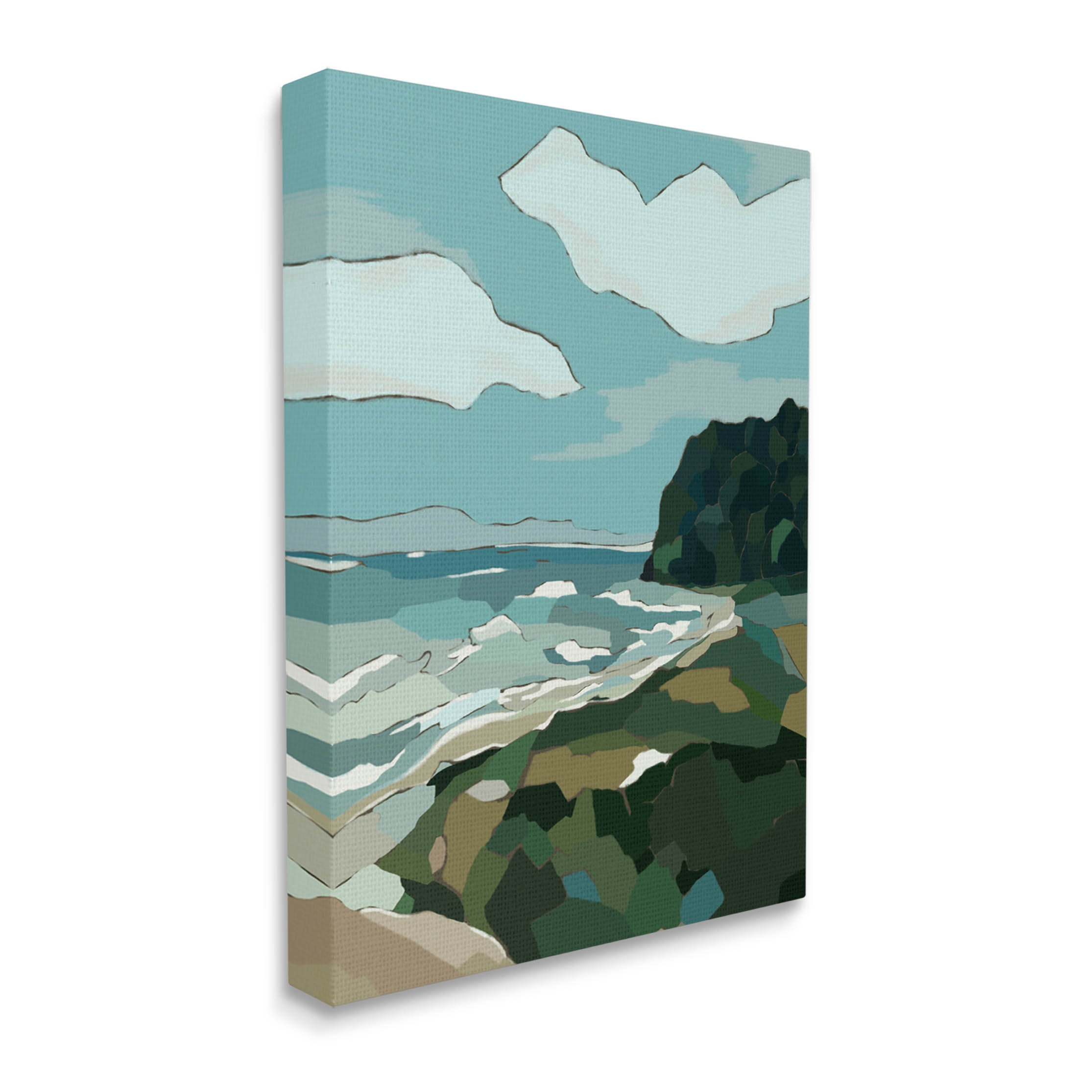 Stupell Industries Cloudy Blocked Beach Cliffs Landscape Graphic Art Gallery Wrapped Canvas Print Wall Art, Design by Nikita Jariwala