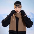 thumbnail image 2 of Fsgntruao Winter Hat Scarf Gloves Set for Men Knit Thermal Fleece Lined Beanie, Warm Long Scarves, Touchscreen Gloves for Cold Weather Khaki,Free Size, 2 of 7