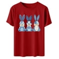 thumbnail image 5 of Lorytime Womens Tshirts Easter Crew Neck Shirt Short Sleeve Casual Trendy Tops Bunny Loose Basic Outfit Clothes Red S, 5 of 6