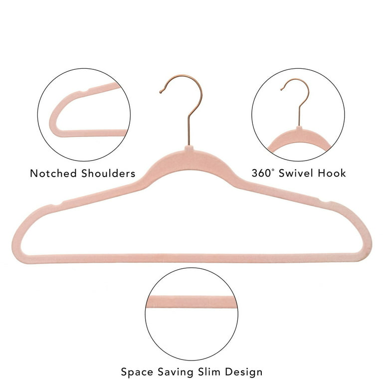 Non Slip Velvet Hangers - 100 Pack Clothes Hanger Hook Swivel 360