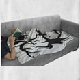 thumbnail image 5 of Animal Soft Flannel Fleece Throw Blanket, Monochrome Sketch Cartoon of Endemic Wild Mammal Animal with Horns, Cozy Plush for Indoor and Outdoor Use, 50" x 70", Charcoal Grey and White, by Ambesonne, 5 of 5