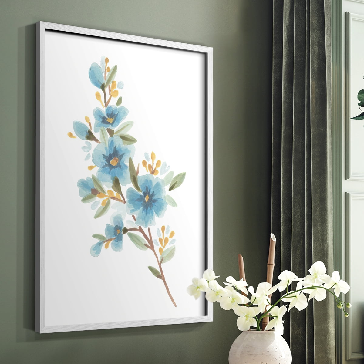 Wildflower Sprig I Framed Print - Solid Wood in Single Picture Frame Solid Wood 2 Framed Print