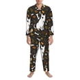 thumbnail image 3 of Picia Bones And Leaves Pattern Men’s Long-Sleeve Sleepwear Set - Soft 2-Piece Loungewear with Pockets, Comfy PJs for Relaxing Nights-X-Large, 3 of 7