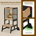 thumbnail image 4 of Toddler Standing Tower - Adjustable Height Toddler Kitchen Stool Helper - Kids Kitchen Step Stool for Learning with Removable Safety Railing Black&Natural, 4 of 8