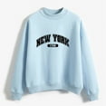 thumbnail image 4 of HNMKIU Women's Tops Autumn Winter O Neck Solid Color Printed Long Sleeve Pullover Sweatshirt, 4 of 4