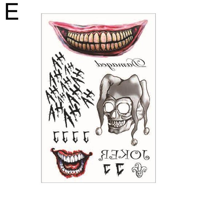 Halloween Clown Tattoo Stickers Face Stickers Mouth Teeth Tattoo Stickers Waterproof Dark Style Funny Makeup Temporary Tattoo Clown Tattoo Stickers Best
