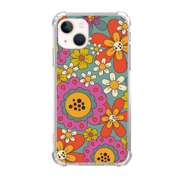 Hippie Colorful Groovy Case Compatible with iPhone 14,Unique Art Design TPU Bumper Cover Case