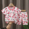 thumbnail image 2 of mgoYE Toddler Boy Summer Clothes Casual Round-neck Short-sleeved T-shirt and Short Suit Summer Beachwear|Light Pink 5-6 Years, 2 of 4
