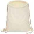 thumbnail image 1 of Cotton Drawstring Bags, Canvas Backpack Foldable Sports Gym Bags for Women Men Trip, Beige, 1 of 5
