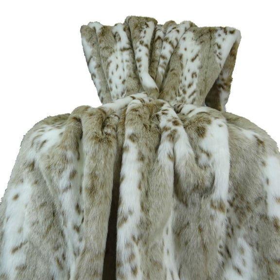 Plutus PB16431-6096-TC Siberian Leopard Handmade Throw, White, Taupe & Brown - 60 x 96 in.