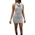 thumbnail image 3 of Women's Japan Style Turtleneck Sleeveless Open Back Sweater Anime Cosplay Sweater Gray, 3 of 5