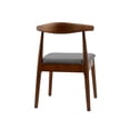 thumbnail image 5 of Set of 2 Dining Chairs, Mid Century High-back Chair with Fabric Upholstered, Four Round Wooden Legs Supports, Office Chair for Dining Room, Office, Bedroom, Walnut&Dark Gray, 5 of 7