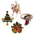thumbnail image 4 of 4pcs Christmas Theme Alloy Napkin Rings Dinning Table Setting (Red Green), 4 of 8