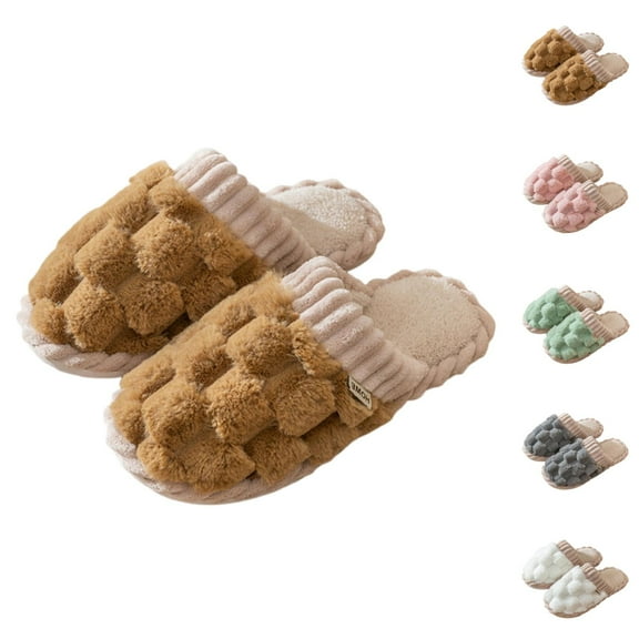 Winter Slippers for Women 2025 Fuzzy Fleece Lined Cozy Warm Furry Slip On Slippers Indoor Non Slip House Shoes