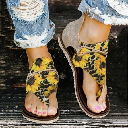 

XINKAIRUN Women S Sandals Ladies Casual Comfort Open toe Sandals Flat Flip Flop Beach Travel Sandals Yellow