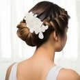 thumbnail image 3 of WRITWAA Handmade White Tulle Bridal Hair Ornament Flower Headpiece Wedding Headwear for Elegant Wedding Decoration, 3 of 7
