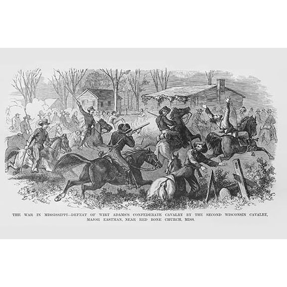 Defeat of Wirt Adams Confederate Cavalry by the 2nd Wisconsin-Fine Art Canvas Print (20" x 30")