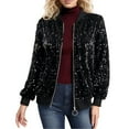 thumbnail image 1 of Blusa informal de manga larga sin capucha para mujer, chaquetas y abrigos, holgada, de color liso, con escote en V y botones a rayas, 1 of 5