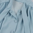 thumbnail image 6 of IBTOM CASTLE Women Vintage V Neck Ruffle Swing Dress 50s 60s Button up Rockabilly Prom Cocktail Party Midi Evening Dress S Light Blue - Bowknot, 6 of 8