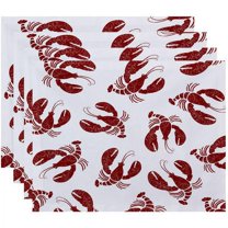 Simply Daisy 18" x 14" Lobster Fest Animal Print Placemats, Set of 4