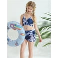 thumbnail image 5 of Usaibhir Girls Swimsuit 3 Piece Bathing Suits Criss Cross Bikini Set with Cover Up Skirts Girls' Swimwear 8-14 Years, 5 of 8