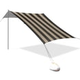 thumbnail image 3 of Portable Beach Tent Sun Shelter With Ground Pegs Water And Wind Resistant Sun Shade Canopy Angle Adjustable Vertical Striped Pattern, 3 of 7