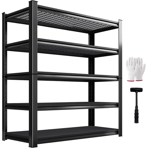 Garage Shelving, Adjustable Wire Shelving, 3000 LBS, 5-Tier Heavy Duty Garage Shelving, 35.4" W x 15.7" D Metal Storage Rack for Basement, Pantry, Warehouse, Office, 72” H