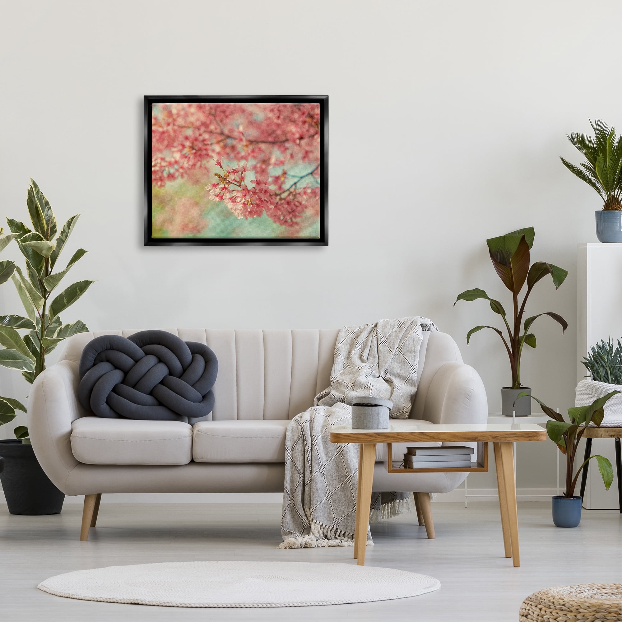 Stupell Industries Pink Cherry Blossoms Botanical & Floral Photography Black Floater Framed Canvas Art Print Wall Art, 31 x 25