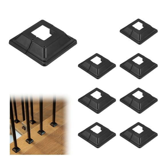 uxcell 8-Pack Post Base Cover, Fits 1"x 1" Post Skirt Split Type for Indoor/Outdoor Iron Railing/Wood Posts/Fence/Stairs/Patios/Handrail/Porch Column Wrap Post Trim [Black]
