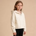 thumbnail image 4 of Chaquetas y abrigos casuales de manga larga con capucha para niñas, versátiles y de moda, de pana corta y fina con capucha para niñas., 4 of 9