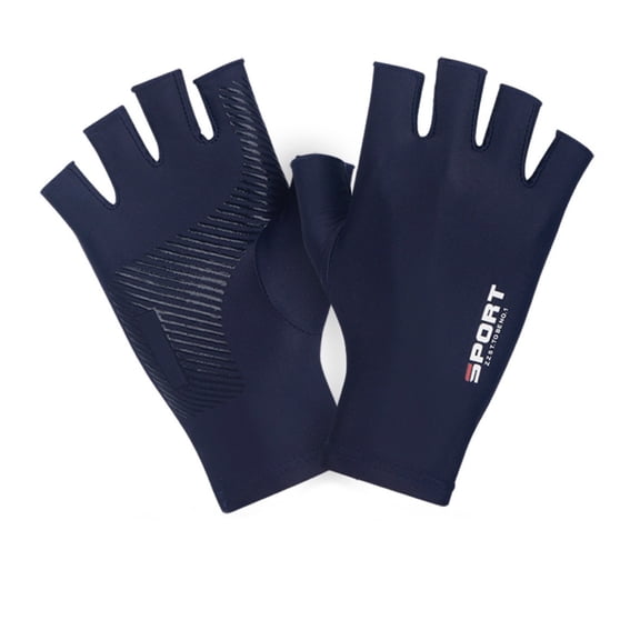 comerut Sunscreen Gloves Solid Color High Elastic Breathable Non-slip Half-Finger Gloves Sun-Protection Spandex Women Men Summer Outdoor Cycling Gloves Sports Accessories
