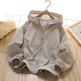 thumbnail image 2 of AherBiu Unisex Sunproof Jacket Summer Lightweight Kids Teens Girls Boys Zip up Hooded Long Sleeve Outwear(5-6 Years,Khaki), 2 of 5