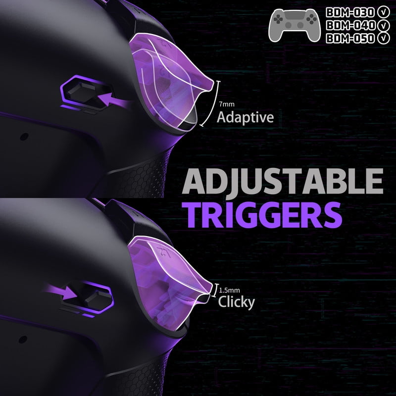 eXtremeRate RISE Plus MAX Back Paddles Kit with Clicky Trigger Stops & Rubberized Grip for PS5 Controller BDM-030 040 050, Remappable Back Buttons Kit for PS5 Controller - Black - NO Controller