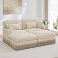 thumbnail image 3 of HUTWIFE Home Leopard Print Chenille Deep Seat and Modular Sectional Sofa with 2 Movable Ottoman, Beige Coffee, 3 of 10