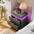 thumbnail image 3 of Cubehom Modern Nightstand Set of 2 with LED Lights, 2-Drawer Wooden Bedside Table, Side Table for Bedroom & Living Room, 3 of 6