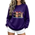 thumbnail image 2 of Women's Christmas Cat Graphic Sweatshirt Crew Neck Long Sleeve Casual Pullover Top, 2 of 5