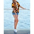 thumbnail image 2 of HAPPY BAY Women's Beach Hawaiian Blouse Shirt Spooky Pumpkin Print Tops Short Sleeve Button Down Holiday Party Halloween Costumes Shirts for Women S Scary Pumpkins Orange, 2 of 6